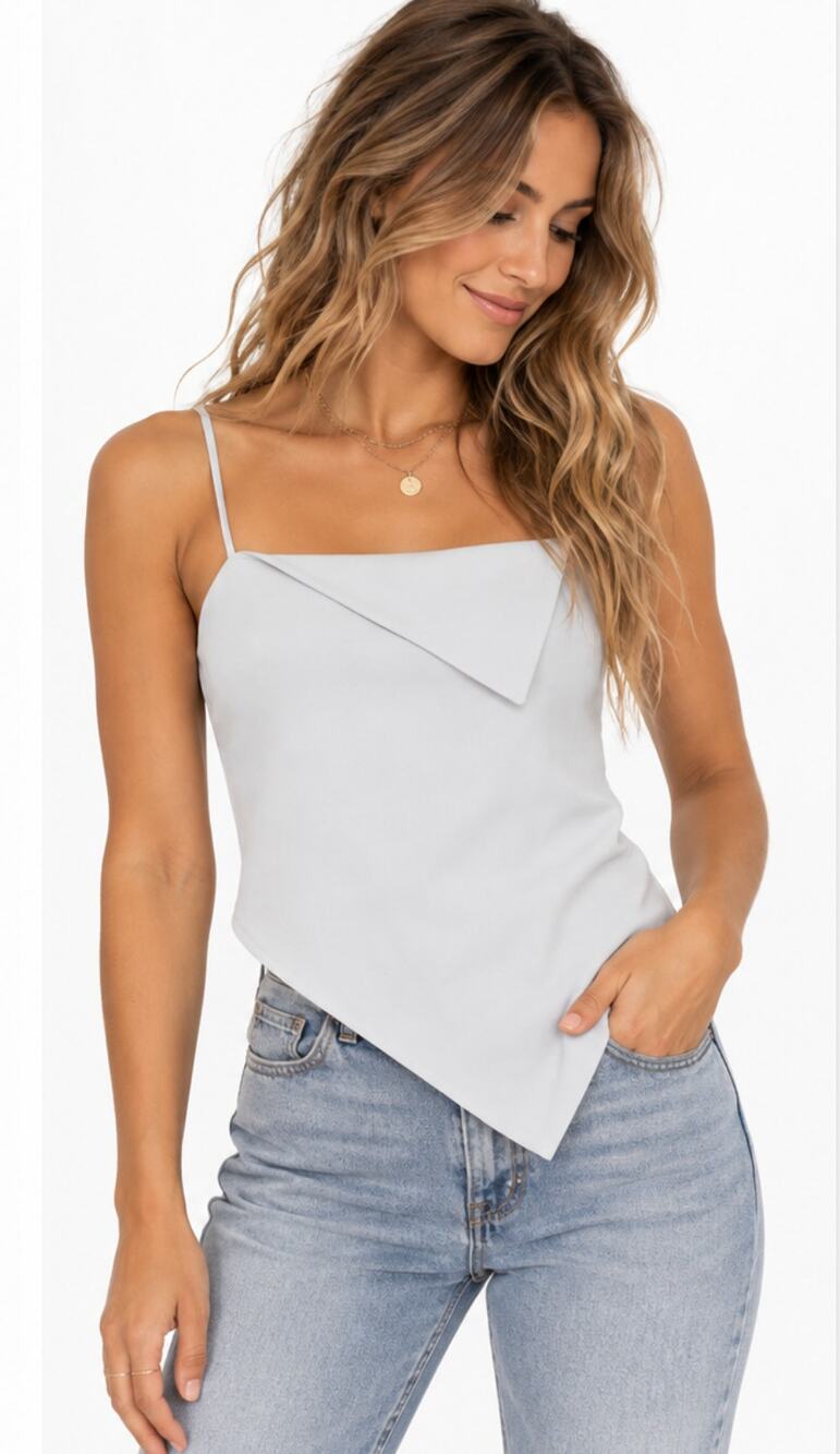 Zara Asymmetrical White Scarf Cami Top NWT Size S